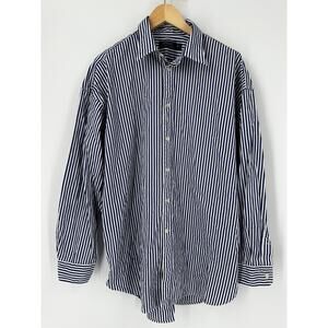Polo by Ralph Lauren Navy and White Striped Button-Down Shirt